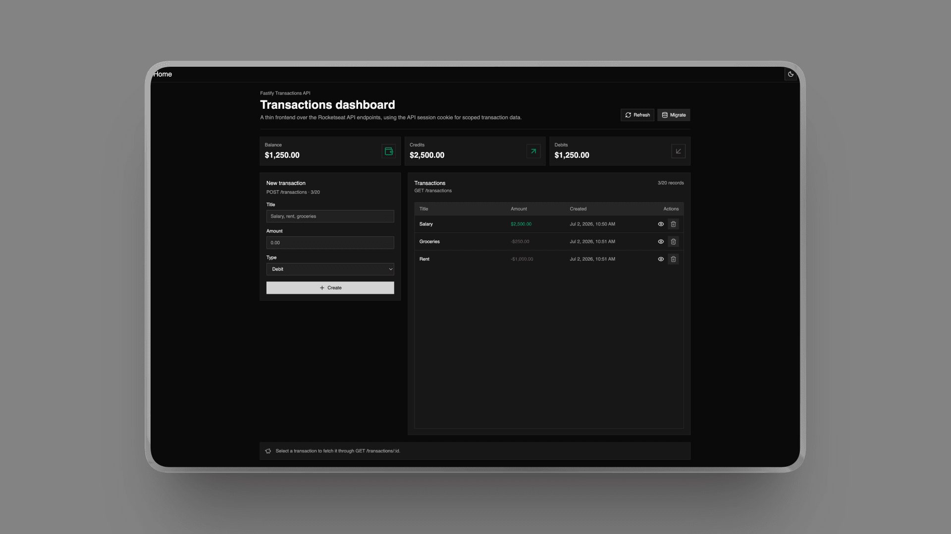 Transactions (API) preview